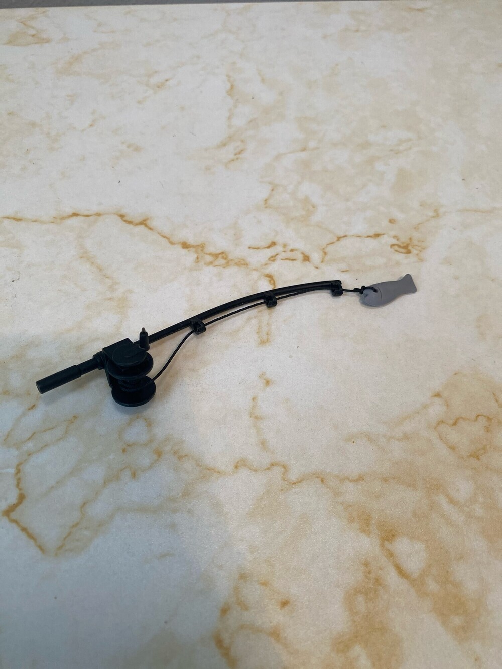 Mini Black Toy Fishing Rod With Reel and Gray Fish